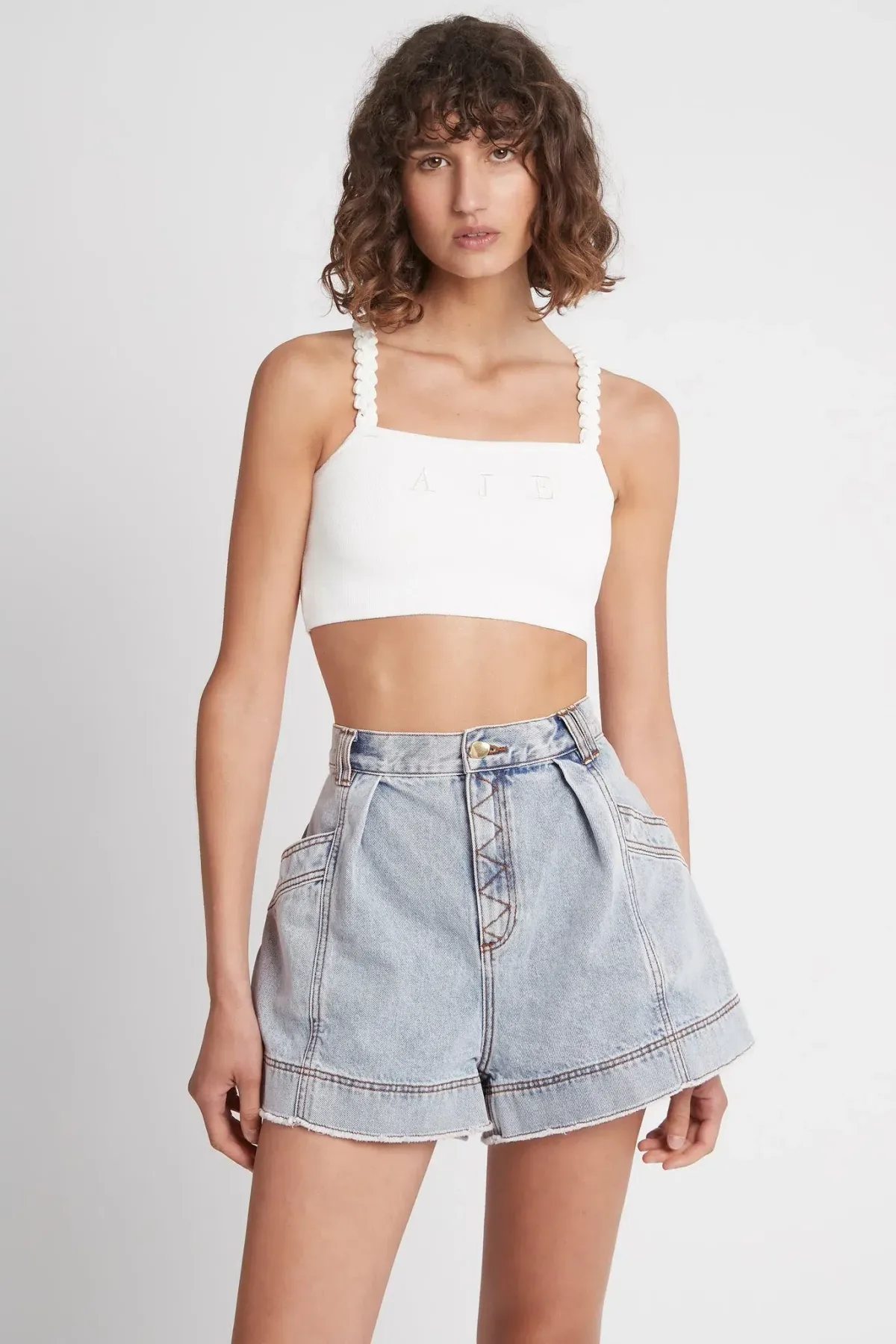 Aje Livadi Braided Knit Top White Size S - Image 1