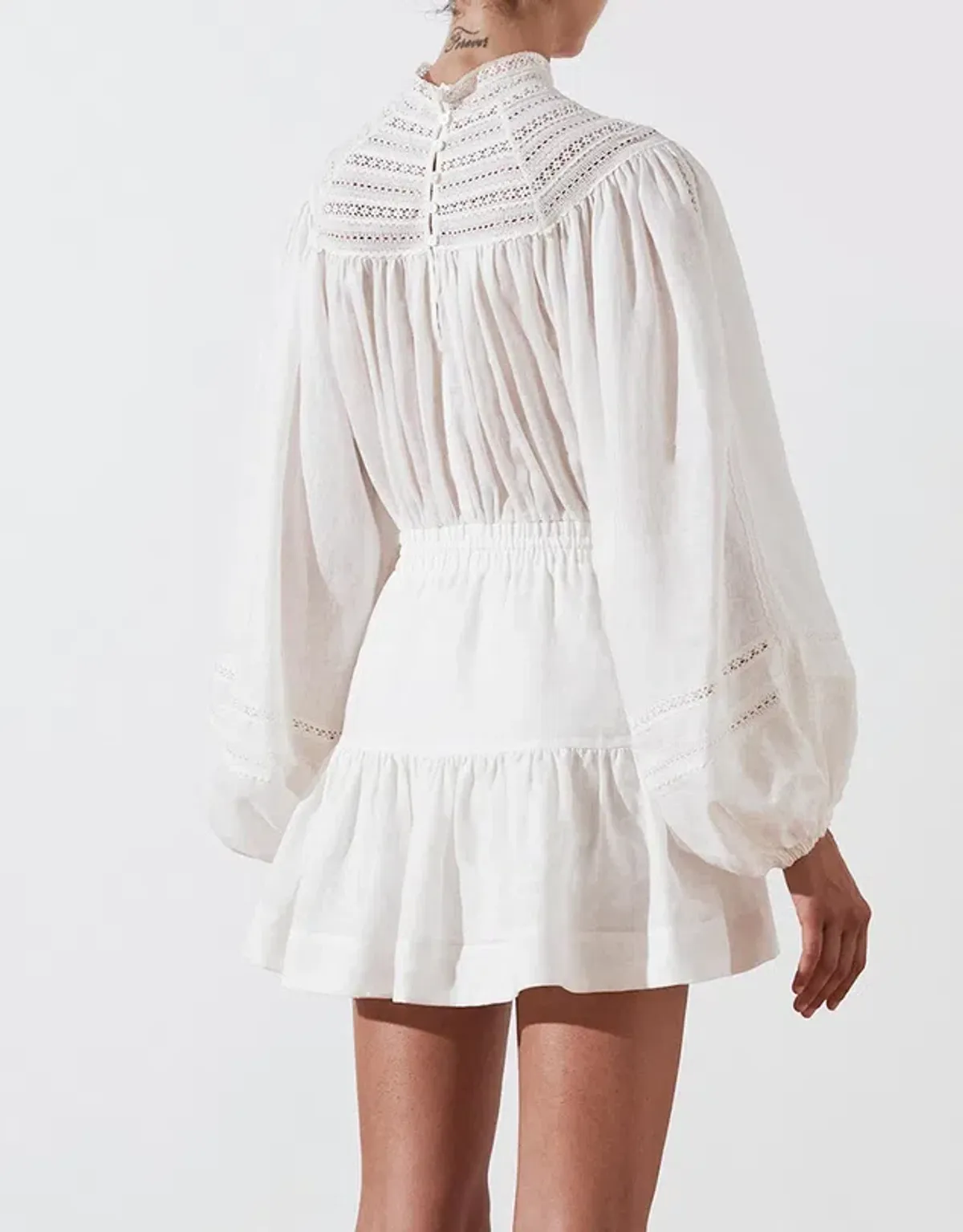 Shona Joy Lola High Neck Mini Dress White Size 8 - Image 3
