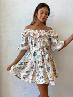 Alemais Wanda Frill Mini Dress in Ivory Size 6 for rent on The Volte - image 2