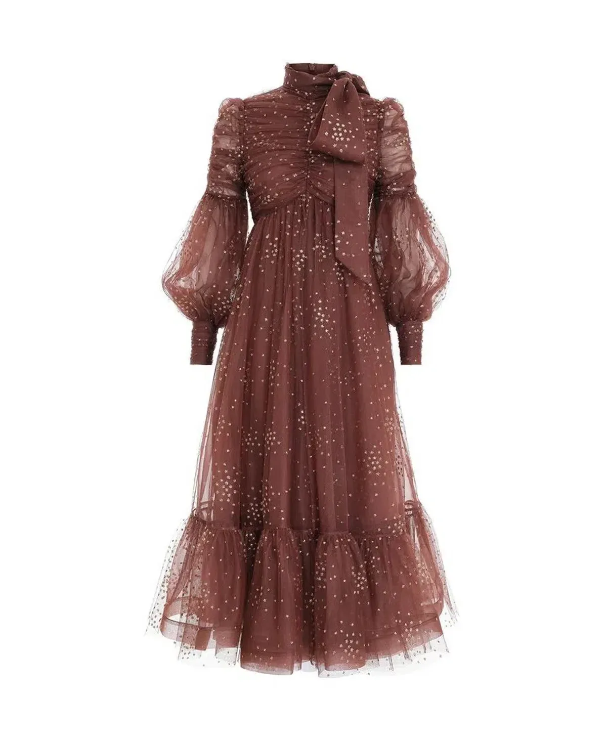 Zimmermann Tempo Ruched Glitter Tulle Gown Brown Size 2/ AU 12 - Image 5