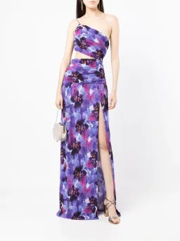Rebecca Vallance Purple Rain One Shoulder Gown Print Size 10 for rent on The Volte - image 1