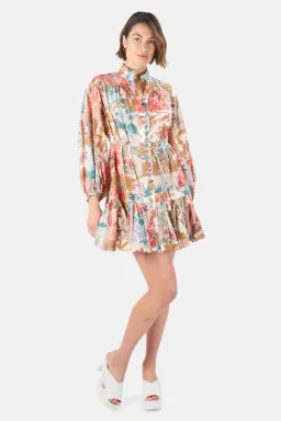 Zimmermann Cassia Drop Waist Mini Dress Patchwork Floral Size 8 for rent on The Volte - image 1