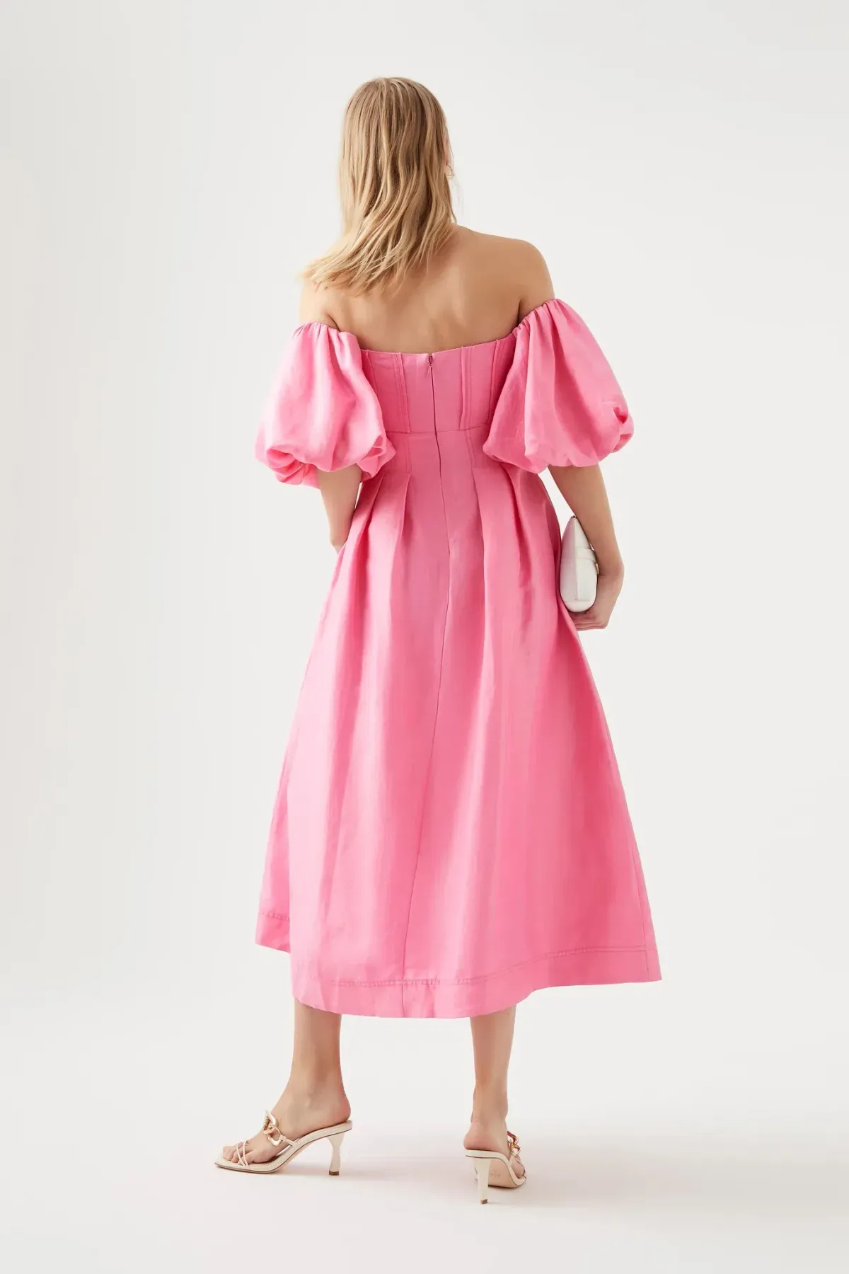 Aje Eugenie Off Shoulder Midi Dress Pink Size 10 - Image 2