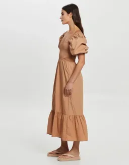 Faithfull Bloom Midi Dress Plain Hazelnut Size 10 for rent on The Volte - image 3