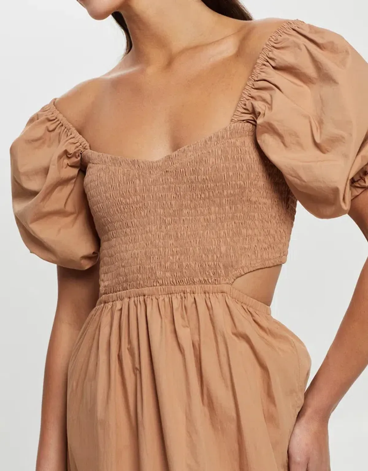 Faithfull Bloom Midi Dress Plain Hazelnut Size 10 - Image 2