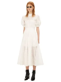 Self Portrait White Cotton Broderie Dress White Size 8  for rent on The Volte - image 2
