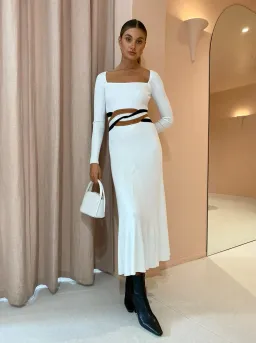 Sovere Inertia Knit Midi Dress White Size 6 for rent on The Volte - image 1