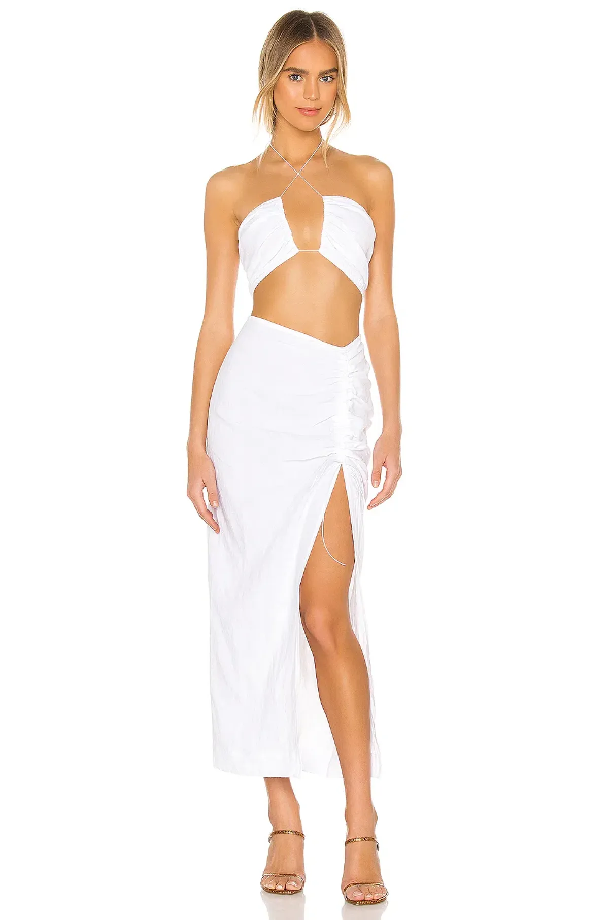 Natalie Rolt Bellini Crop Top Size 8 and Skirt Size 6 Set White - Image 1