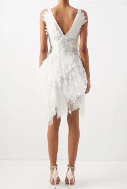Zimmermann Rhythmic V-neck Ruffled Tulle Mini Dress White Size 1 / Au 10 for rent on The Volte - image 2