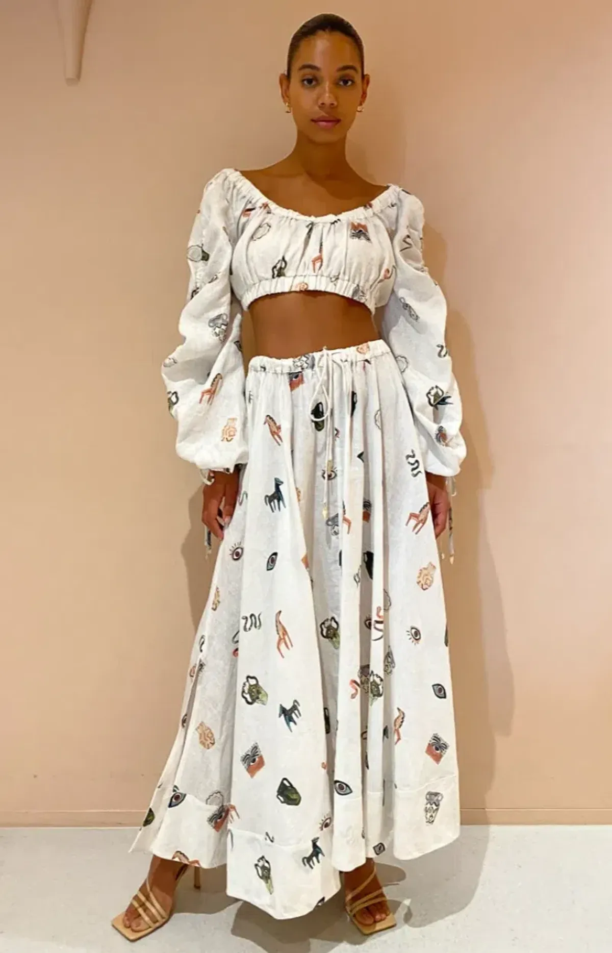 Alemais Hera Drawstring Top and Midi Skirt Set Print Size 8 - Image 1