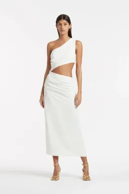 Sir the Label Clemence One Shoulder Midi Dress White Size 0 for rent on The Volte - image 1