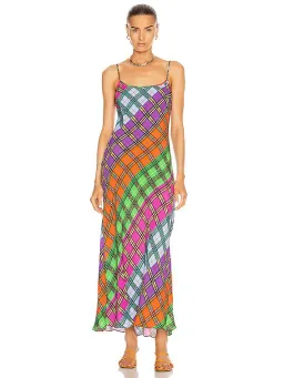 Rixo Holly Rainbow Check Print Dress Size 10  for rent on The Volte - image 1