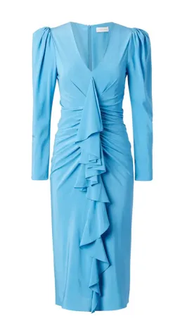Scanlan Theodore Silk Drape Sleeve Dress Blue Size 8 for rent on The Volte - image 4