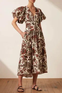 Shona Joy Plunged Short Sleeve Midi Dress Catalina Size 10 for rent on The Volte - image 2
