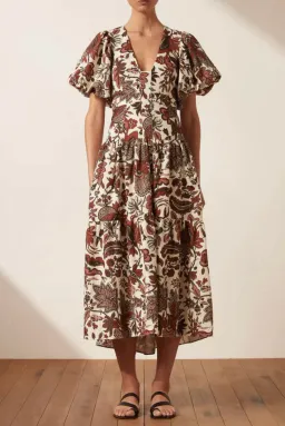 Shona Joy Plunged Short Sleeve Midi Dress Catalina Size 10 for rent on The Volte - image 3