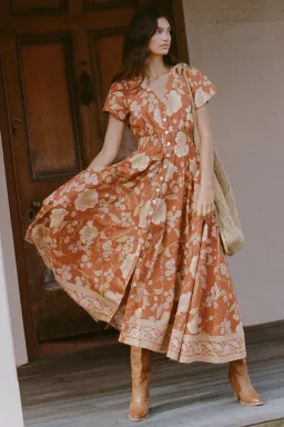 Spell & The Gypsy Sloane Gown in Ochre Size Medium for rent on The Volte - image 1