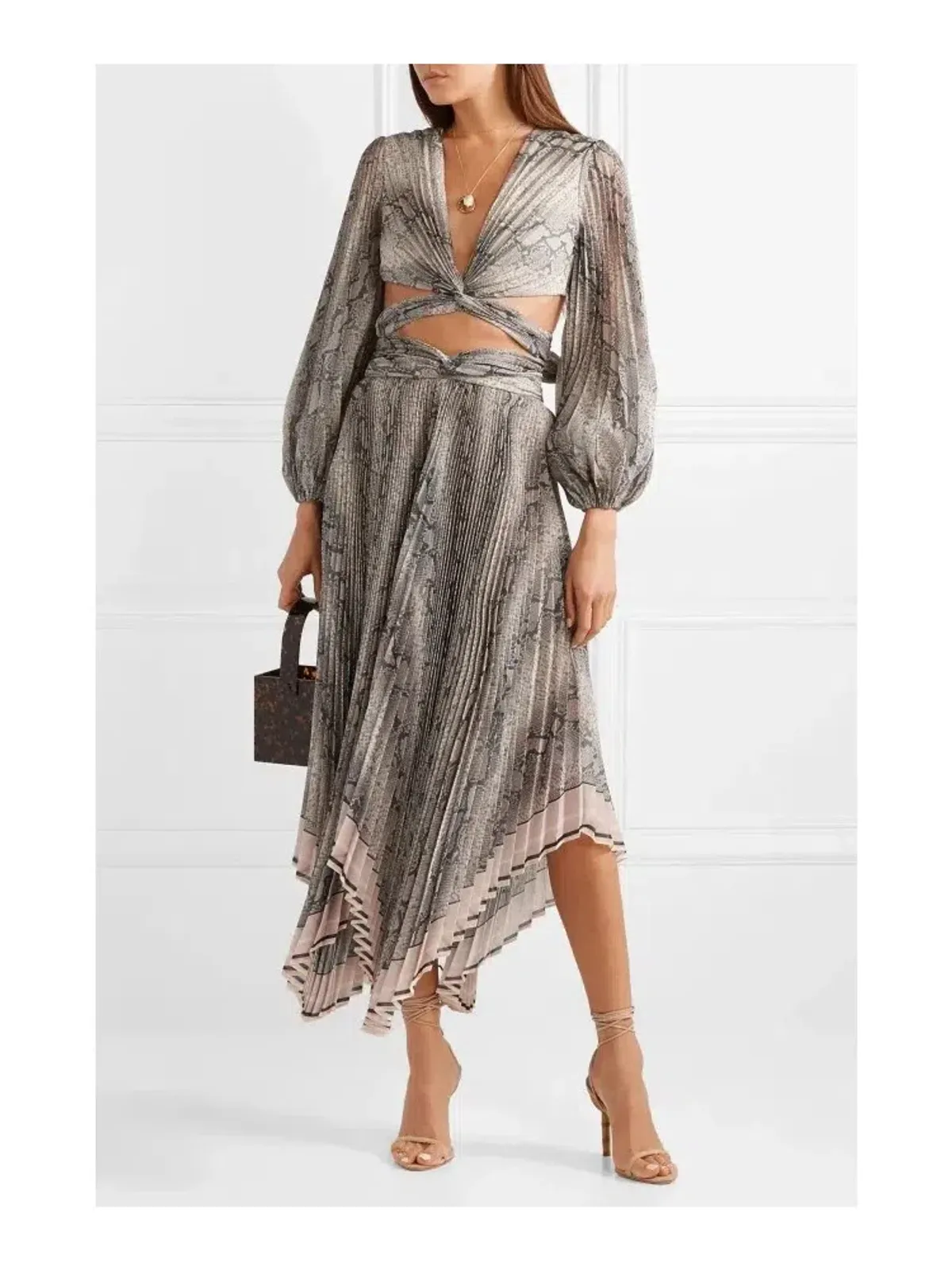 Zimmermann Corsage Pleat Bodice and Twist Front Skirt Set Python Size 1 / Au 10 - Image 1