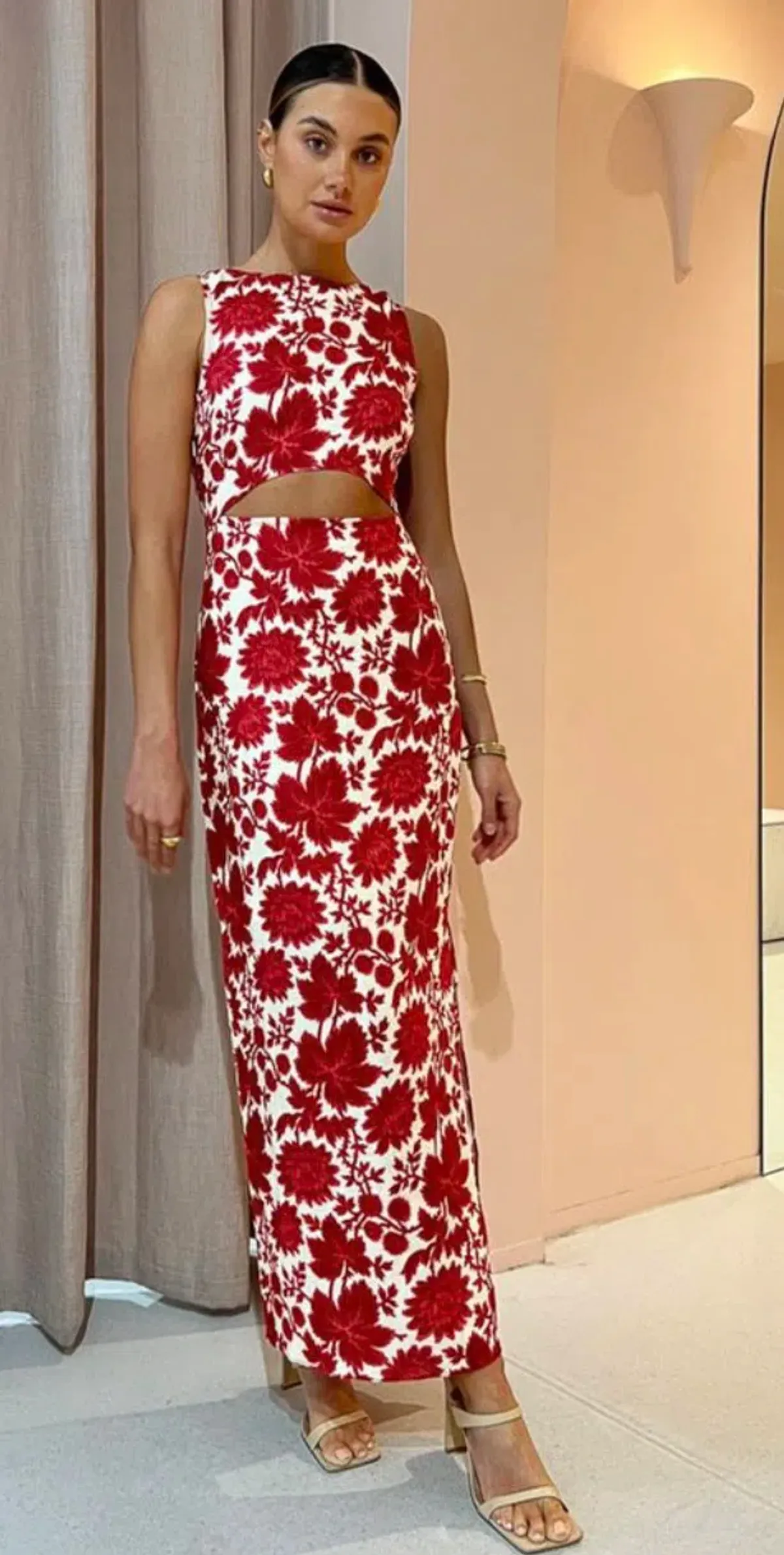 Sir the Label Cinta Cut Out Midi Dress Print Size 3 / AU 12 - Image 1