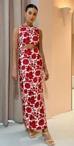 Sir the Label Cinta Cut Out Midi Dress Print Size 3 / AU 12 for rent on The Volte - image 1