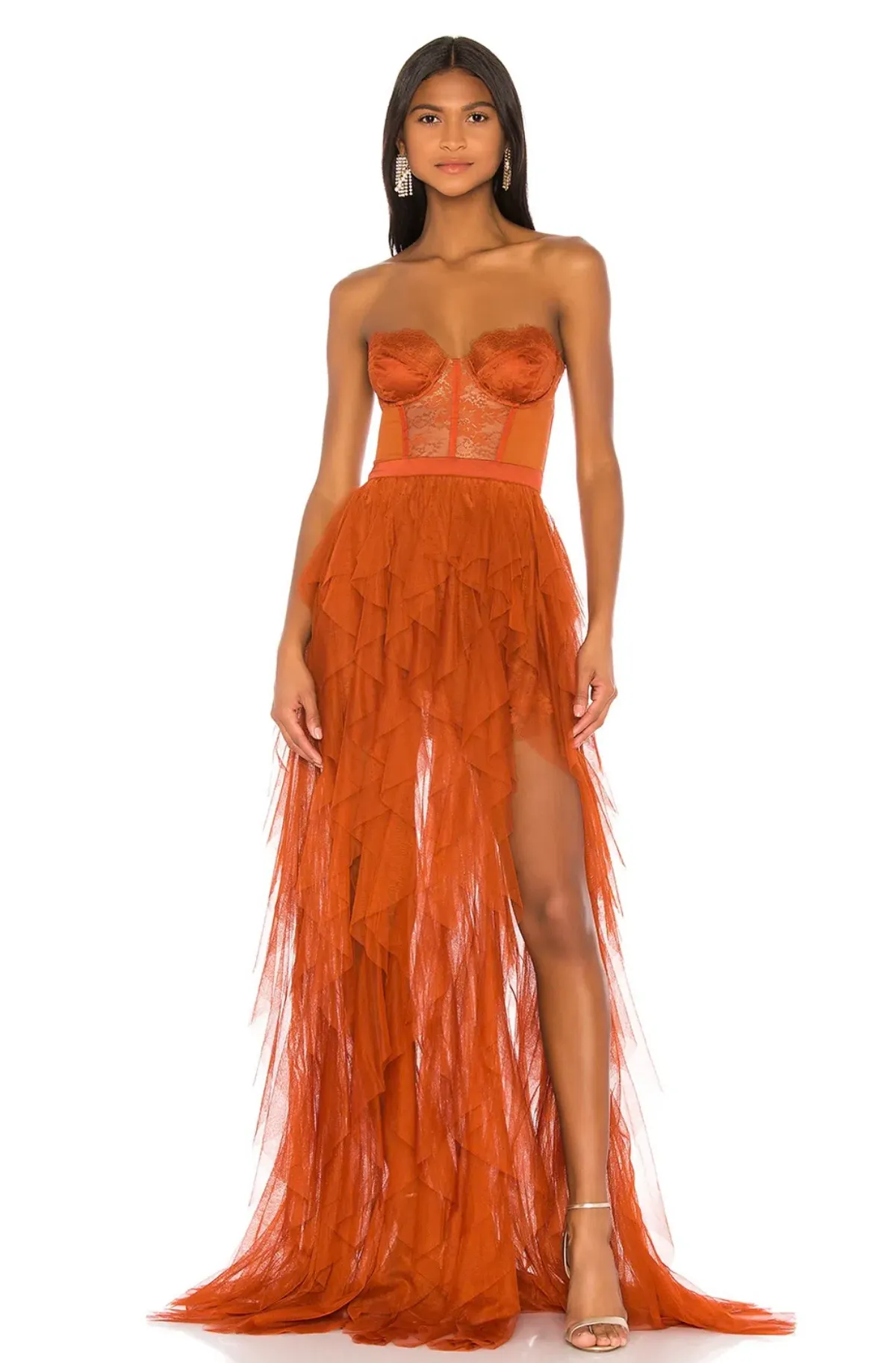 For Love & Lemons Bustier Gown Orange Size 10 - Image 1