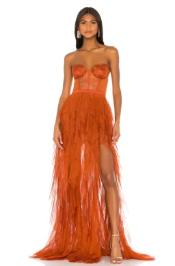 For Love & Lemons Bustier Gown Orange Size 10 for rent on The Volte - image 1
