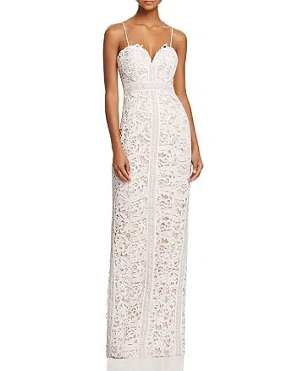 Bariano Emma Sweetheart Lace Gown White/Nude Size 8 - Image 1