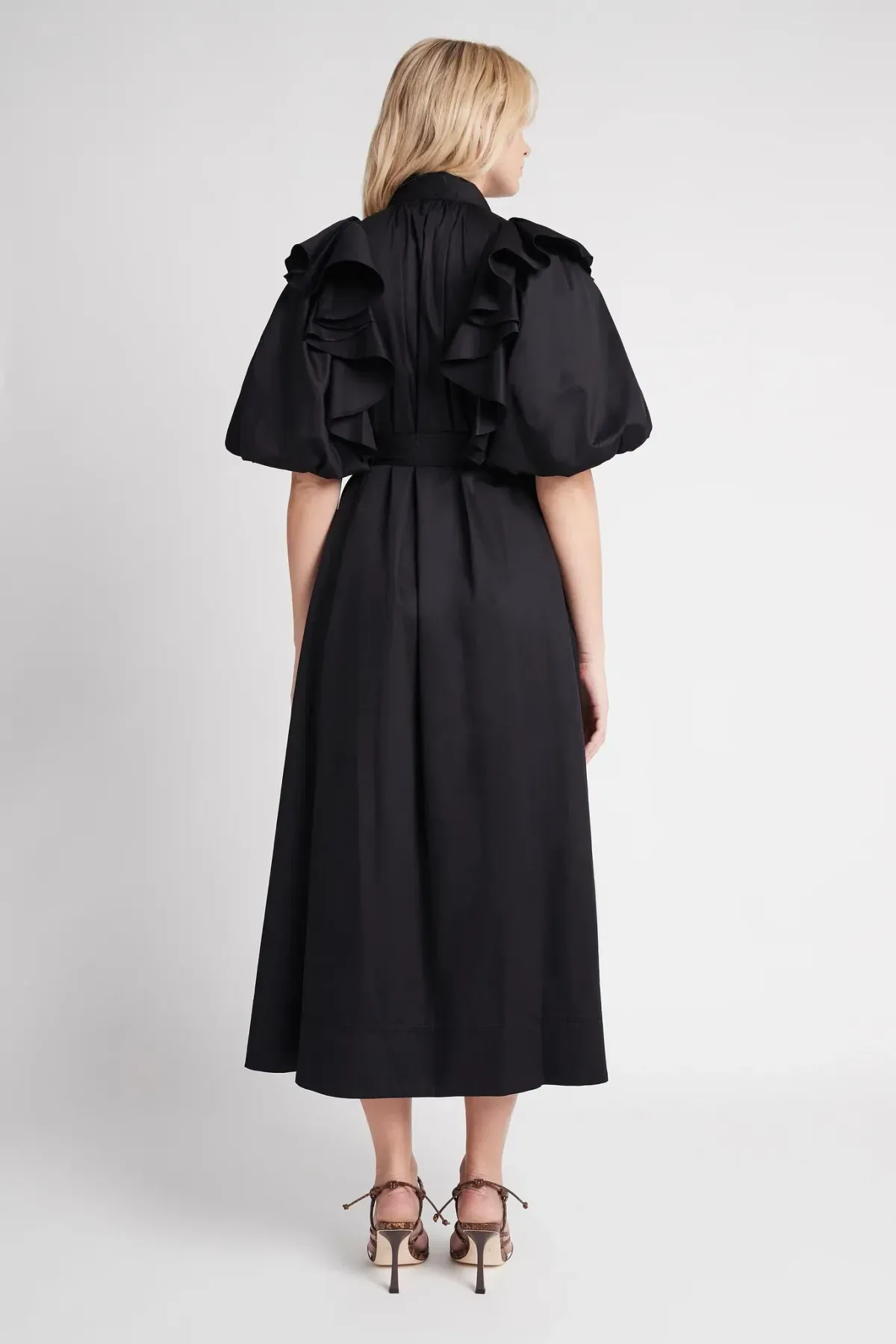 Aje Poised Frill Sleeve Midi Dress Black Size 10 - Image 3