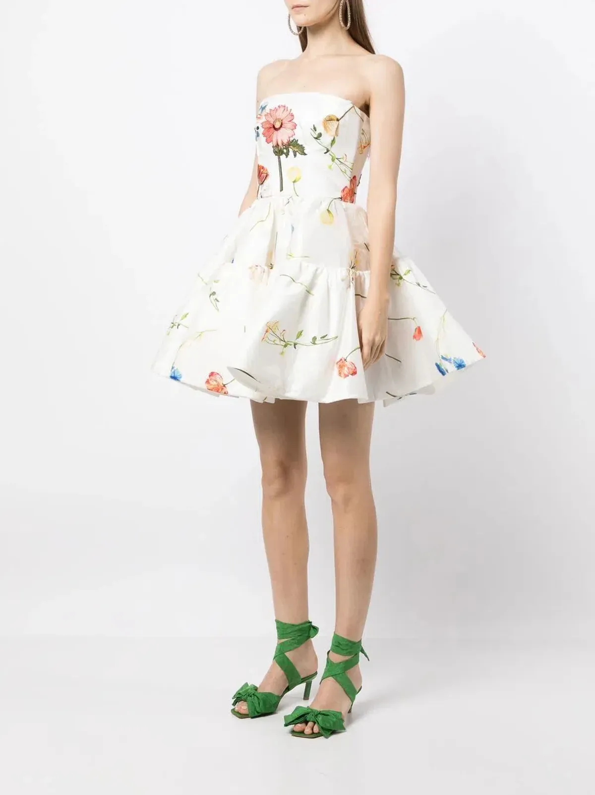 Leo Lin The Fields Embroidered Bustier Mini Dress White Floral Size 14 - Image 1