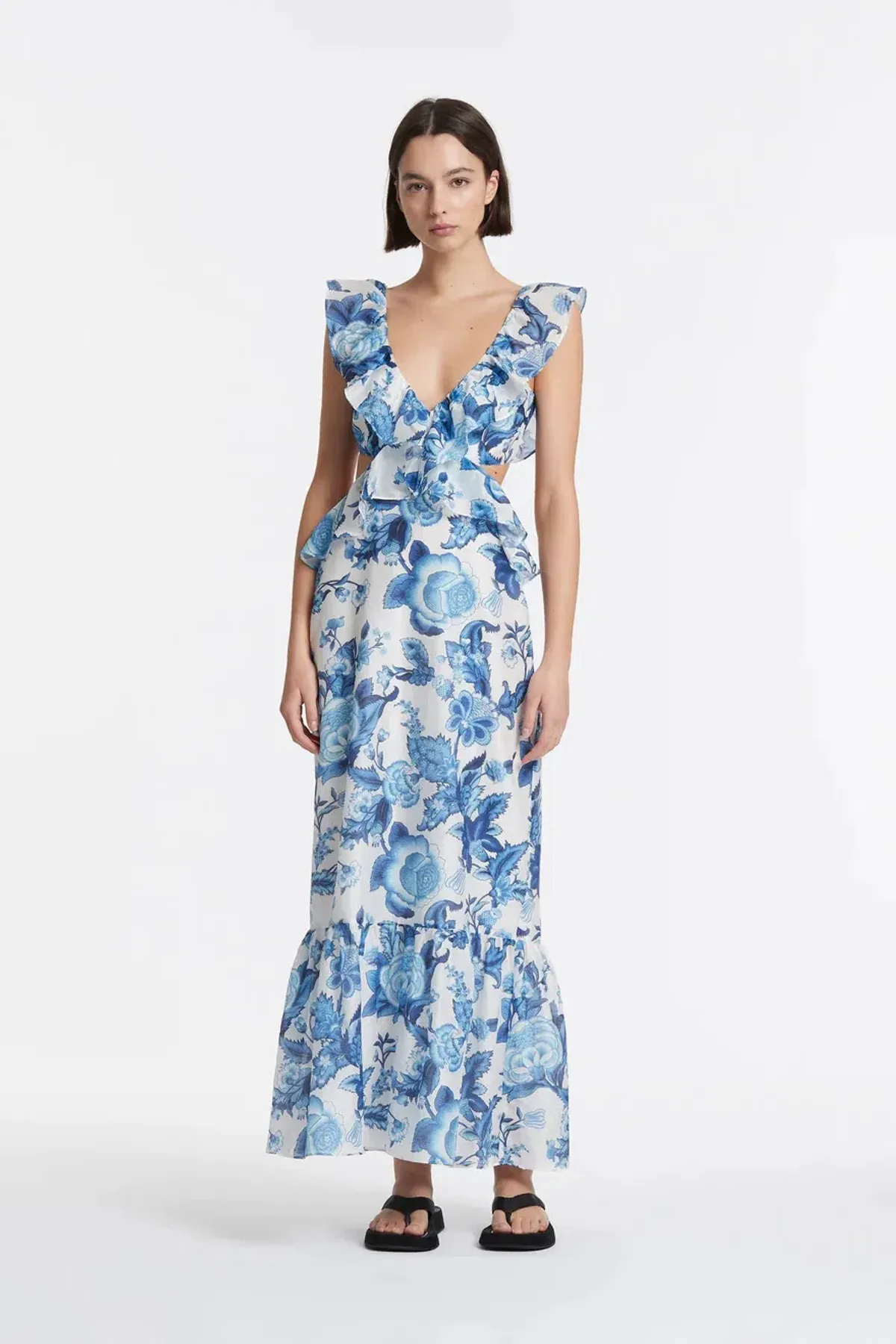 Sir the Label Amaris Frill Midi Dress Print Size AU 10 - Image 1