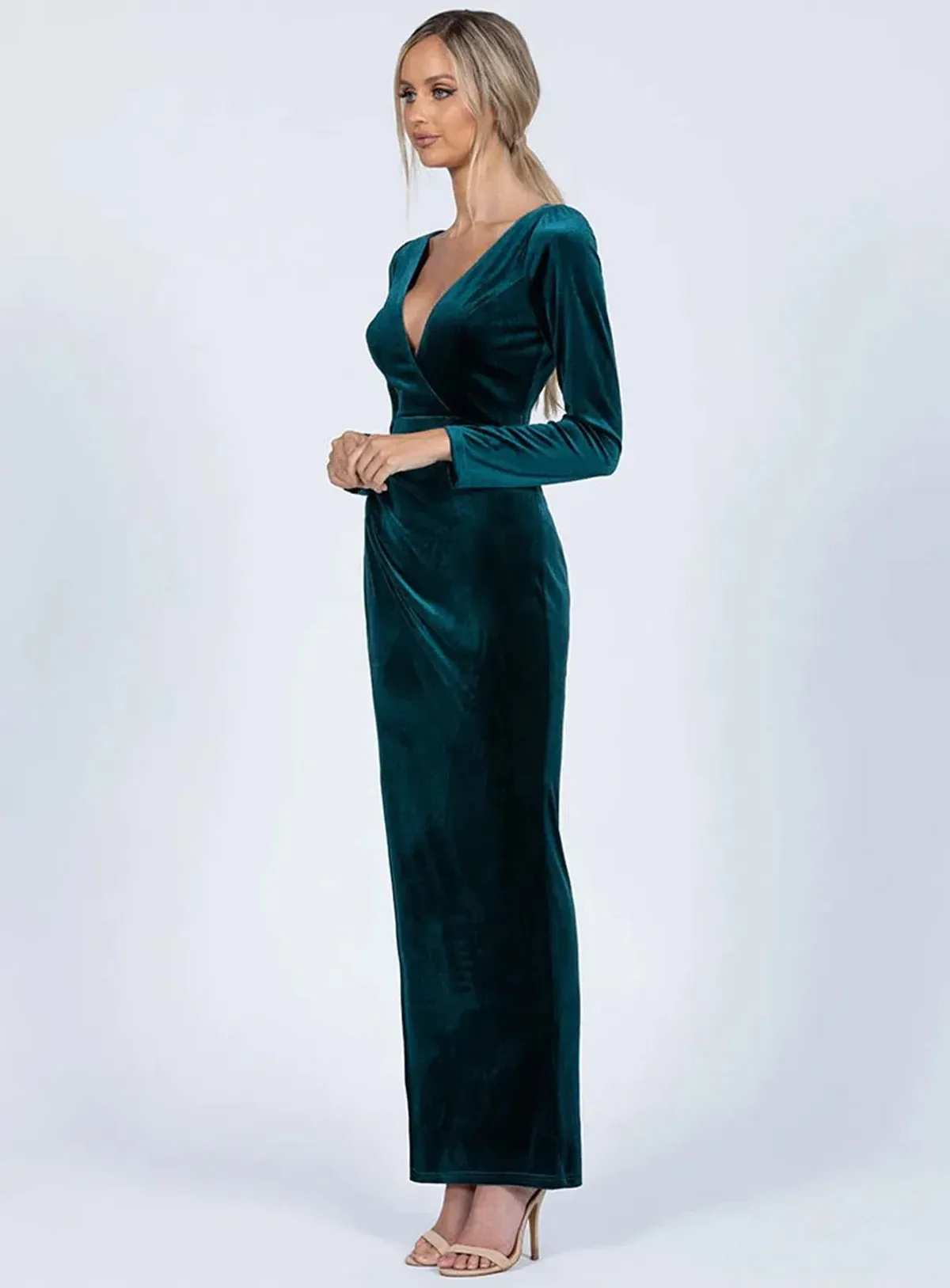 Bariano Isla Sleeve Maxi Dress in Velvet Jade Size 10 - Image 2