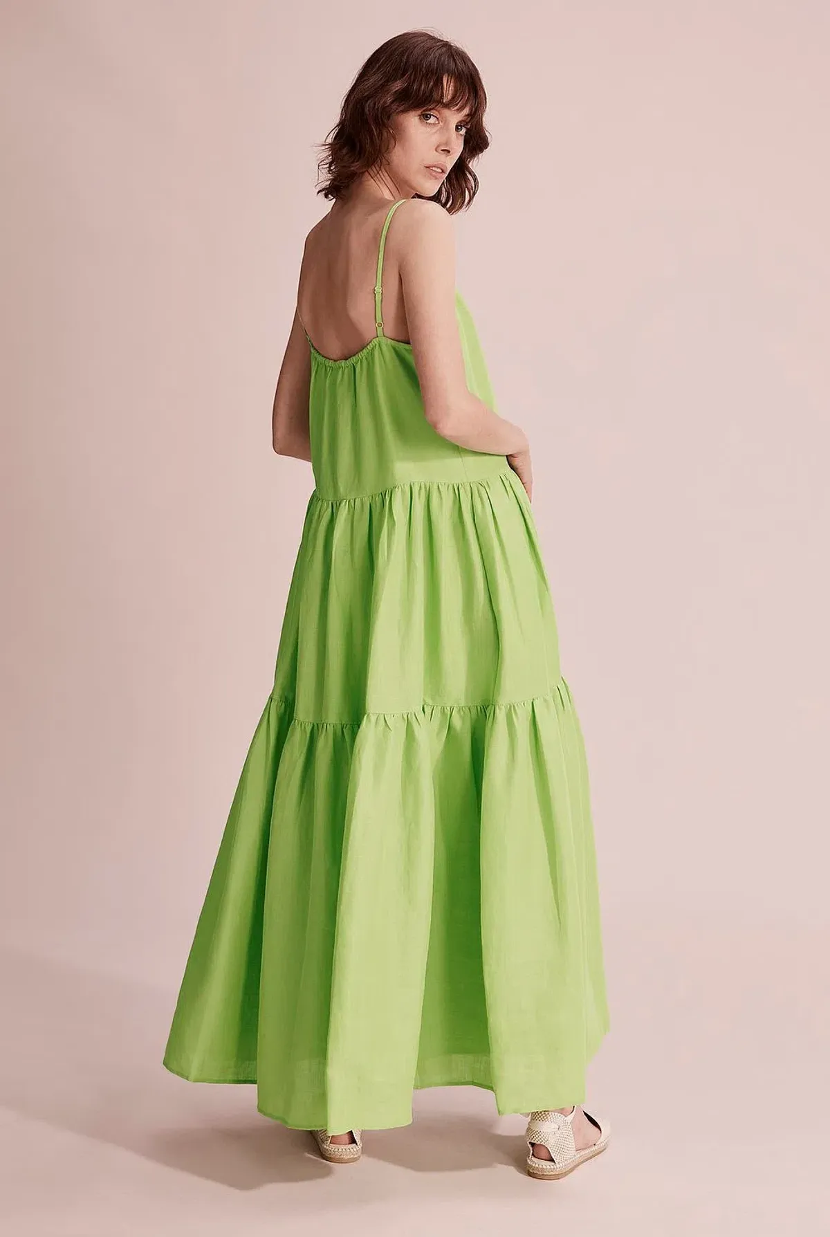 Country Road Tiered Maxi Dress Celery Green Size 12 - Image 3