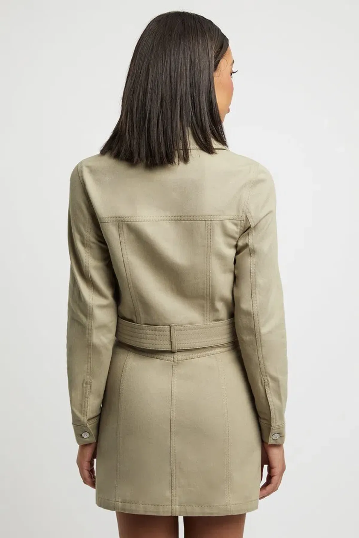 Kookai Dublin Belted D-Ring Jacket in Moss Gray Green Size 10 - Image 3