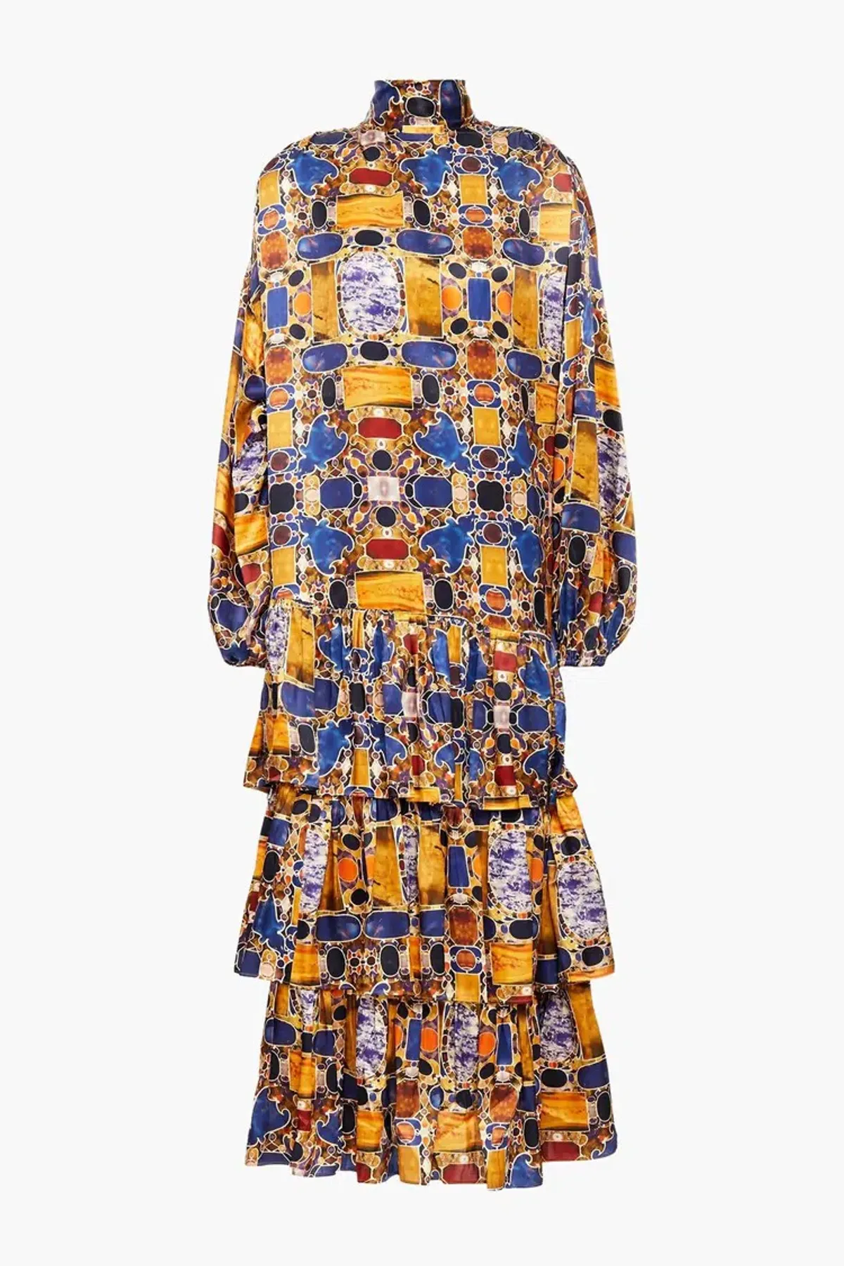 Rhode Cecile Tiered Silk Blend Midi Dress Print Size 12 - Image 3