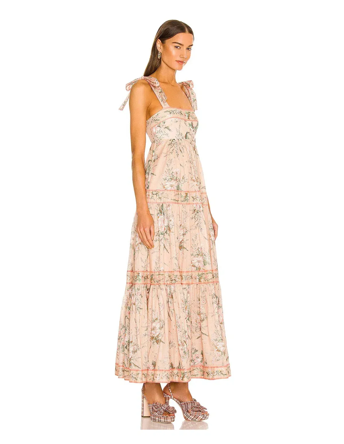 Zimmermann Moonshine Floral Tie Shoulder Maxi Dress Cream Print Size 1/Au 10 - Image 2