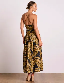 Pasduchas Elody Rouche Midi Dress Black Print Size 8 for rent on The Volte - image 3