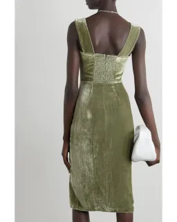 Reformation Velvet Midi Dress Artichoke Size AU 4  for rent on The Volte - image 2