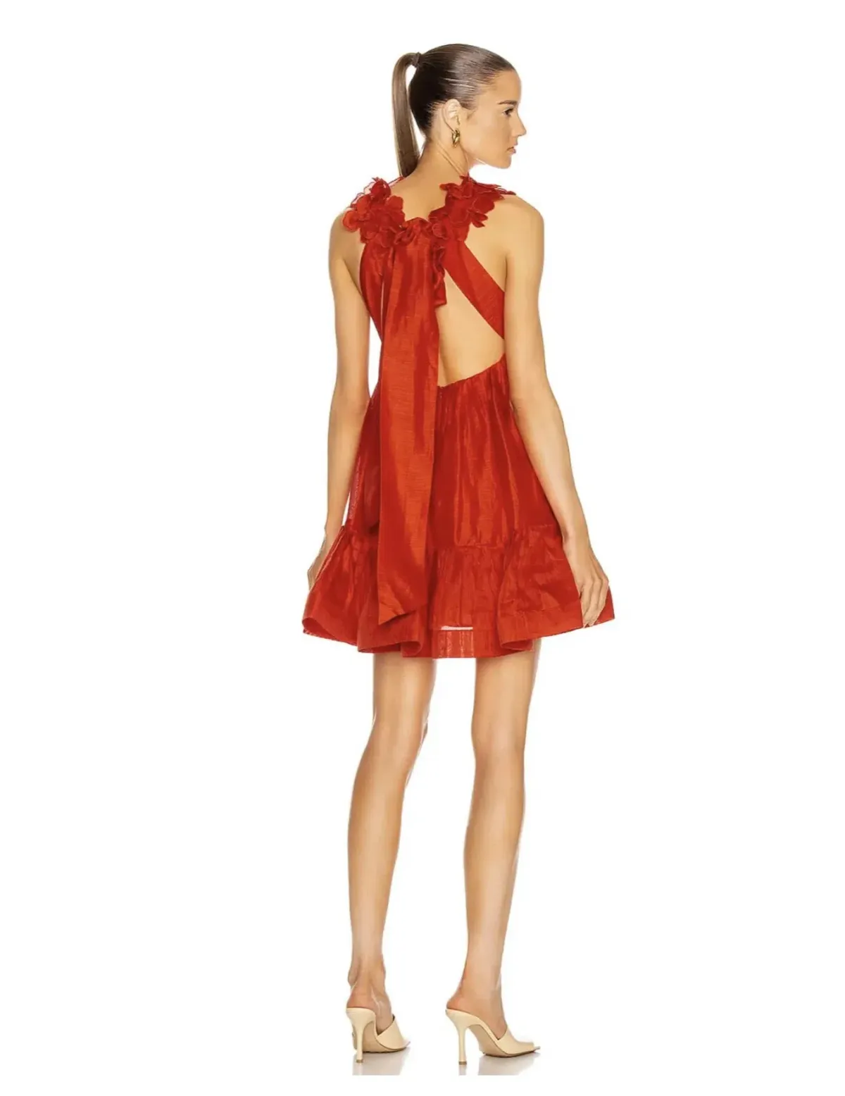 Zimmermann Lovestruck Garland Mini Dress Red Size 3 / Au 14 - Image 3