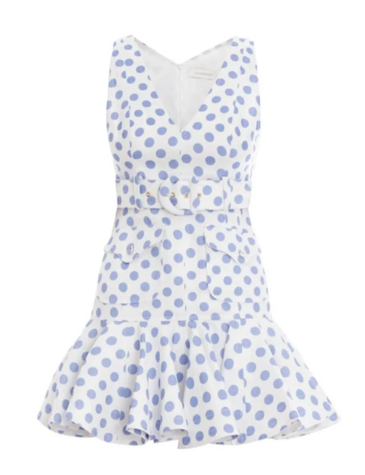 Zimmermann Super Eight Safari Mini Dress Ivory/Blue Dot Size 0/Au 6 - Image 4