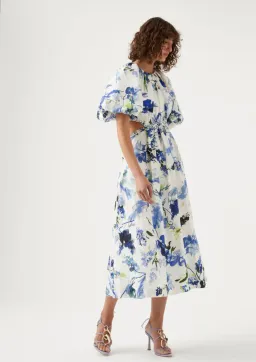 Aje Capucine Puff Sleeve Midi Dress Lavenders of Provence Print Size 8 for rent on The Volte - image 2