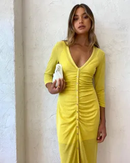 Suboo Asha Long Sleeve Button Front Dress Lemon Size S / Au 8 for rent on The Volte - image 3
