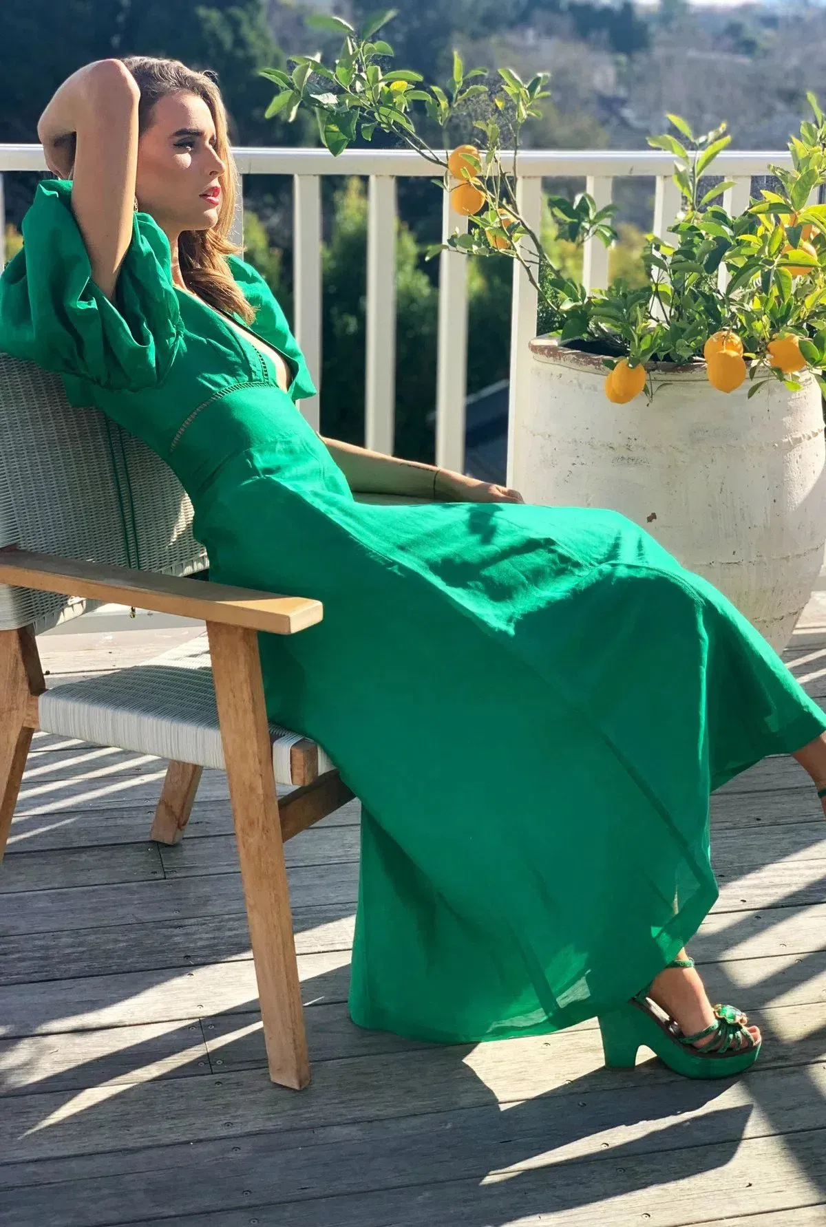 Mackenzie Mode CHRISTMAS DRESS Etherial Maxi Dress Green Size 10 - Image 3