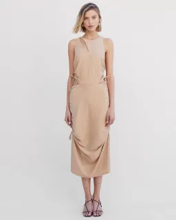 Suboo The Liz Rouched Midi Tank Dress Gold Size XS / Au 6 for rent on The Volte - image 1