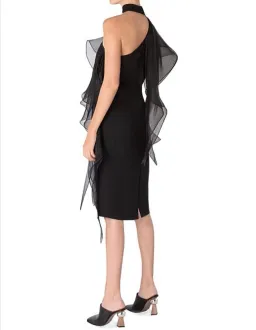 Carla Zampatti Perfect Asymmetry Sheath Dress Black Size 8 for rent on The Volte - image 2