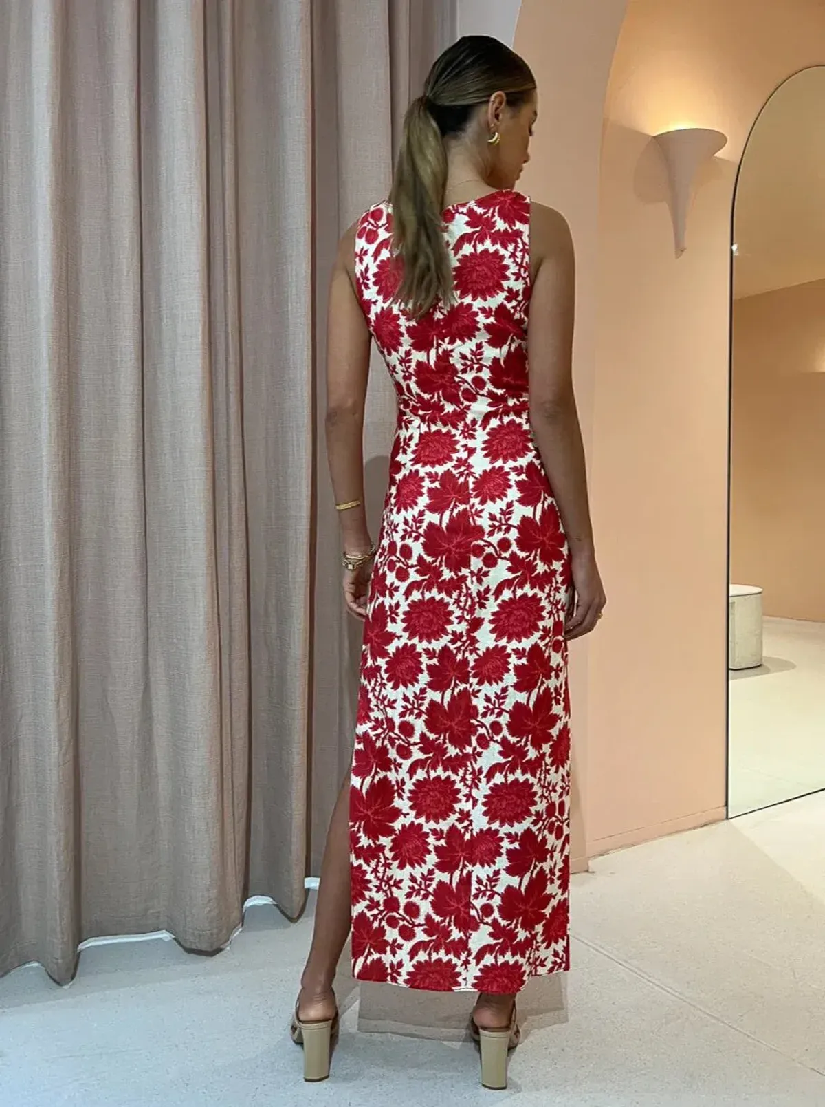 Sir the Label Cinta Cut Out Midi Dress Print Size 8 - Image 4