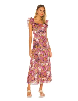 Zimmermann Fiesta Ruffle Midi Dress Print Size 12 for rent on The Volte - image 1