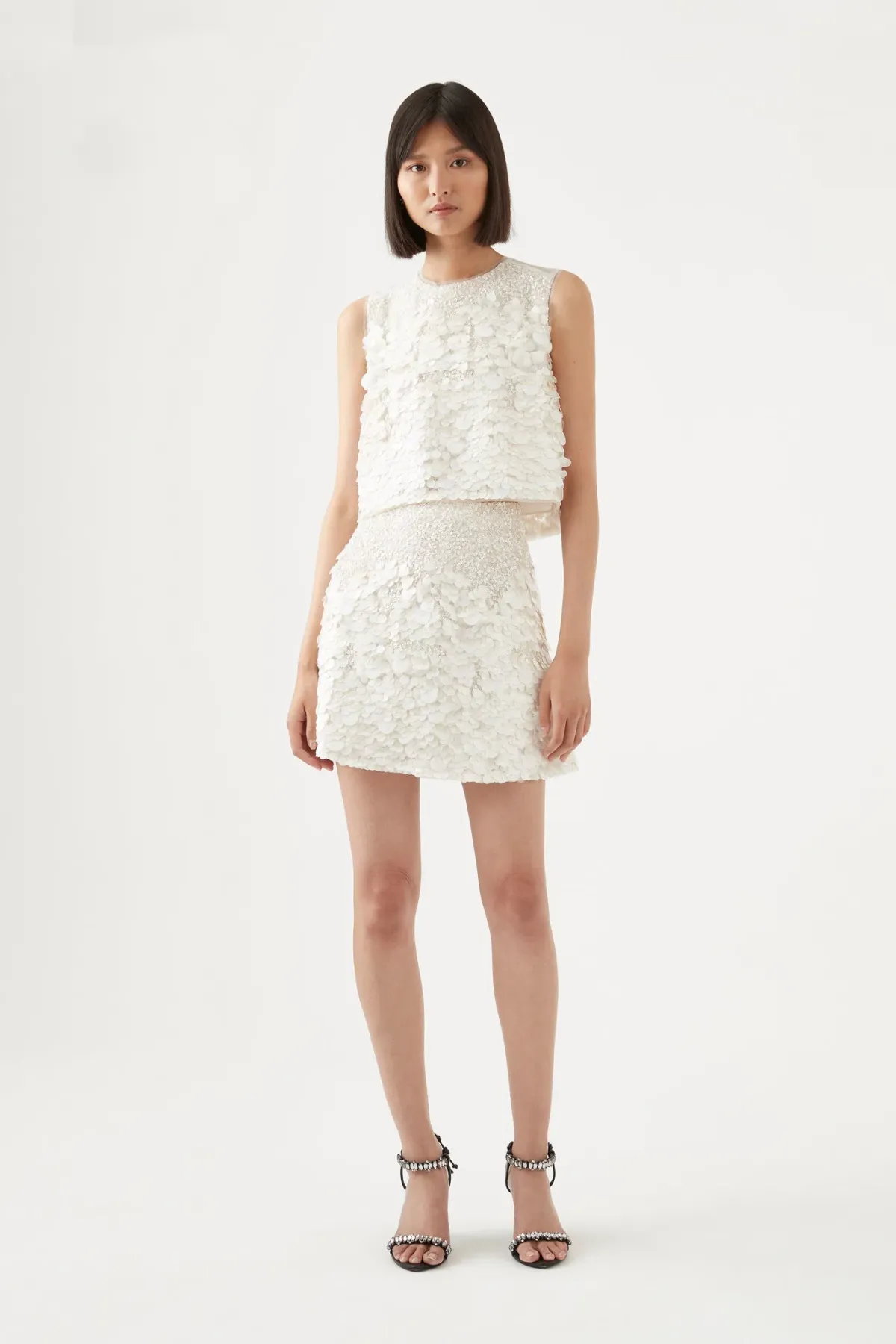 Aje Cherie Sequin Mini Skirt White Size 16 - Image 1