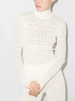Givenchy  Long Sleeve Jacquard Knit Top White Size 10 for rent on The Volte - image 1