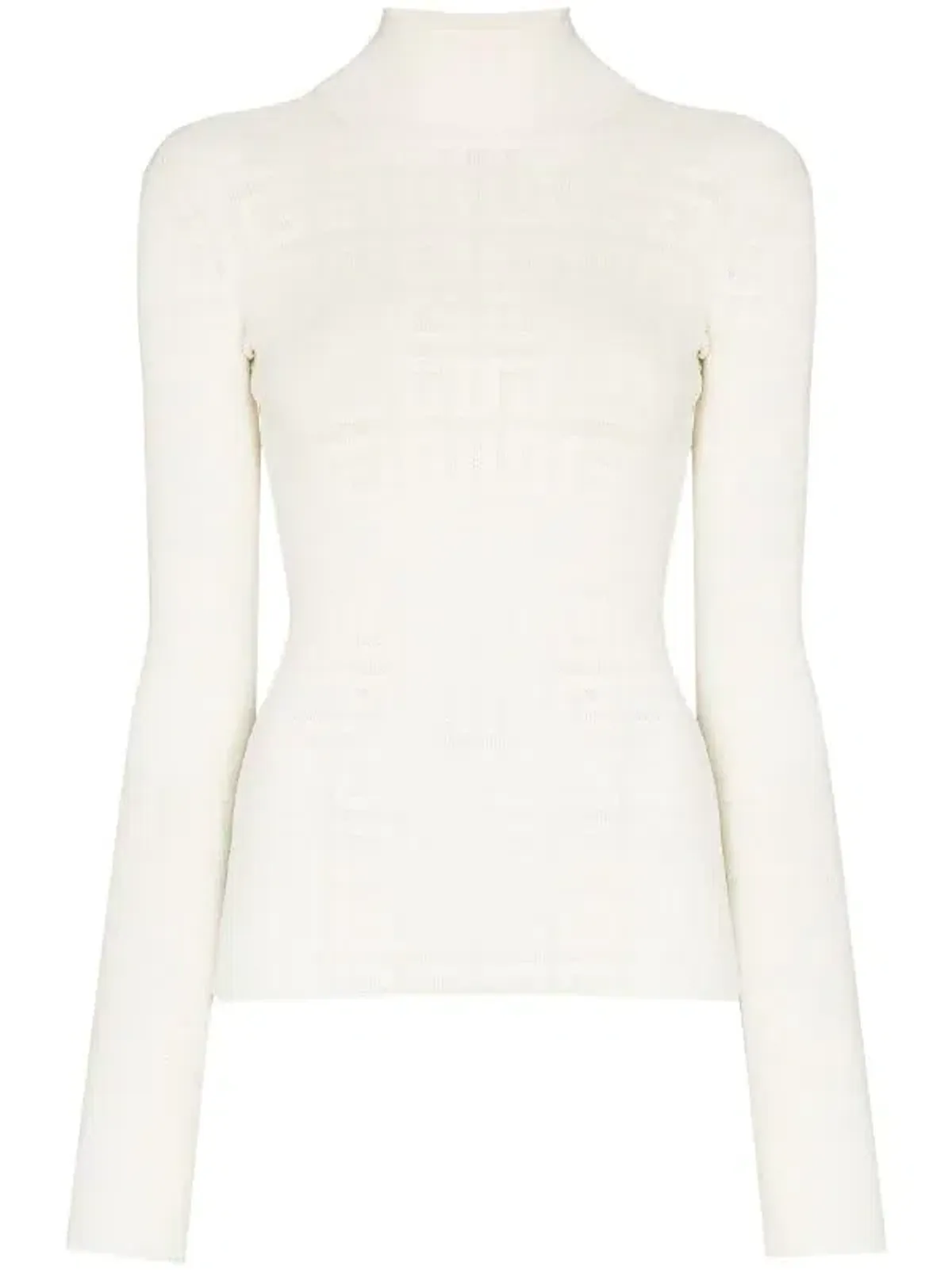 Givenchy Long Sleeve Jacquard Knit Top White Size 10 - Image 2