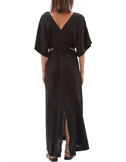 Bassike Linen V Neck Longerline Dress Black Size 12  for rent on The Volte - image 2