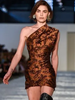 Bec & Bridge Far Out Asymmetrical Mini Dress Brown Size 8 for rent on The Volte - image 4